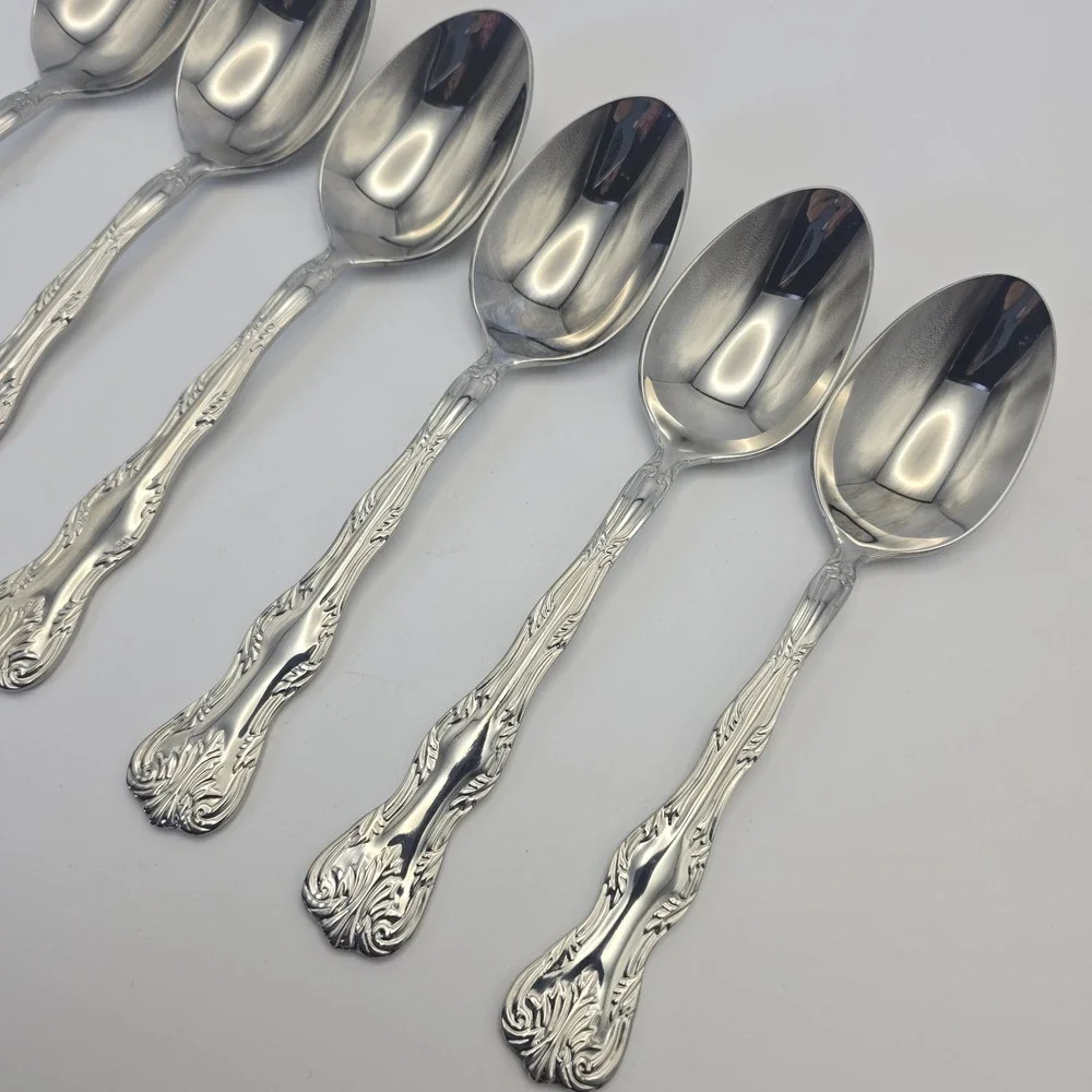 Reed & Barton Victoria Stainless Flatware 6 Oval Place Spoons 7‎ 1/4